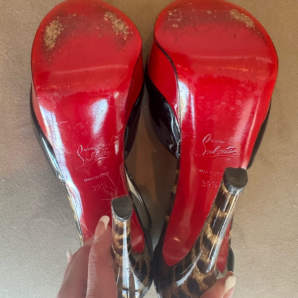 Christian Louboutin Black Patent Leather Heels with Red Soles - Picture 2 of 8